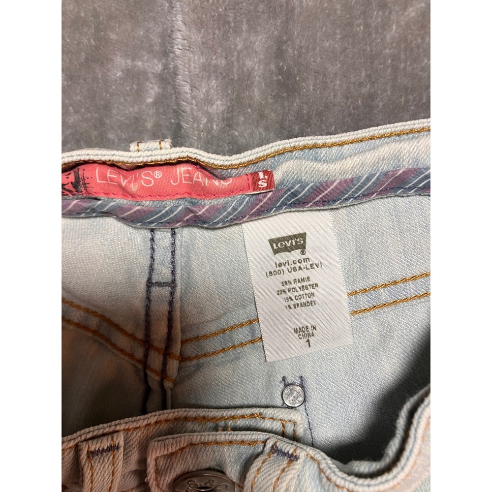 Levis Womens Low Rise Denim Shorts Light Wash Ramie Blend Sz 1 Mini Micro Booty - Picture 3 of 6